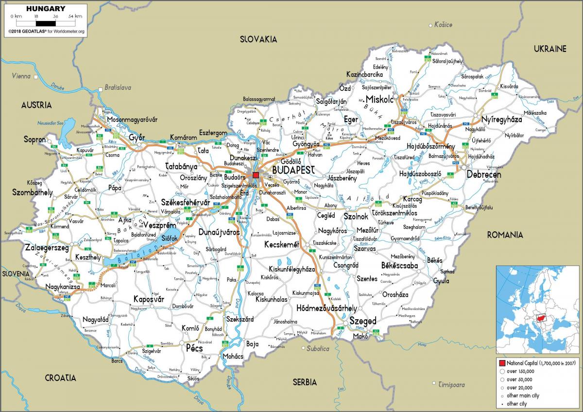 Mapa de conducción de Hungría